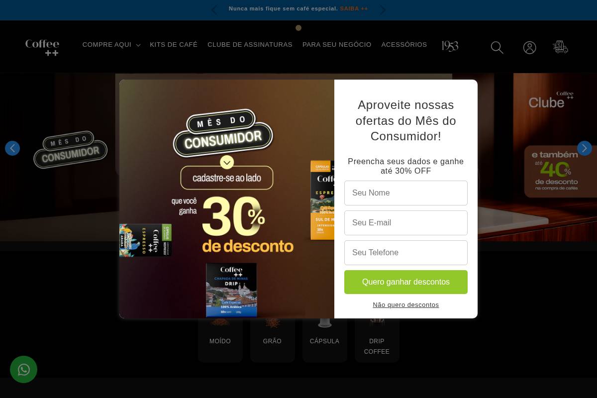 coffeemais.com homepage screenshot
