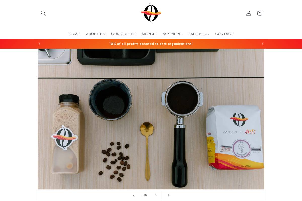 coffeeofthearts.com homepage screenshot