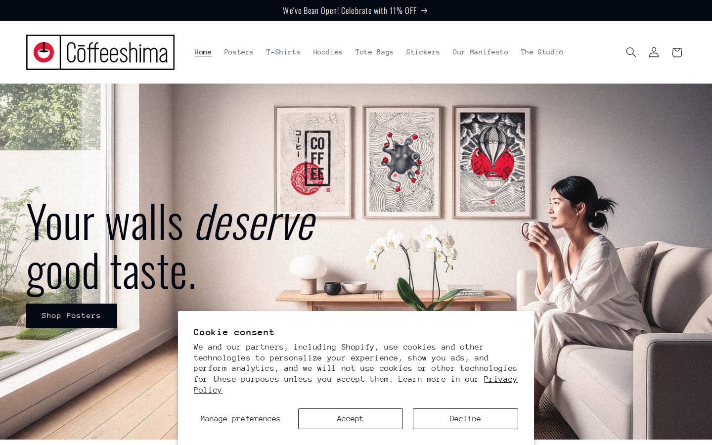 coffeeshima.com homepage screenshot