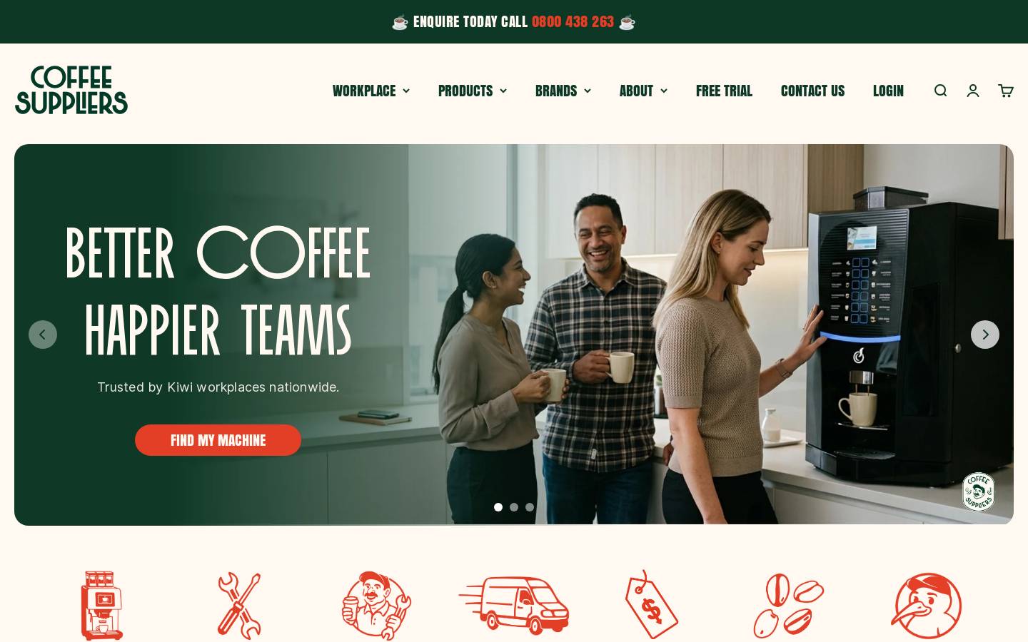 coffeesuppliers.co.nz homepage screenshot