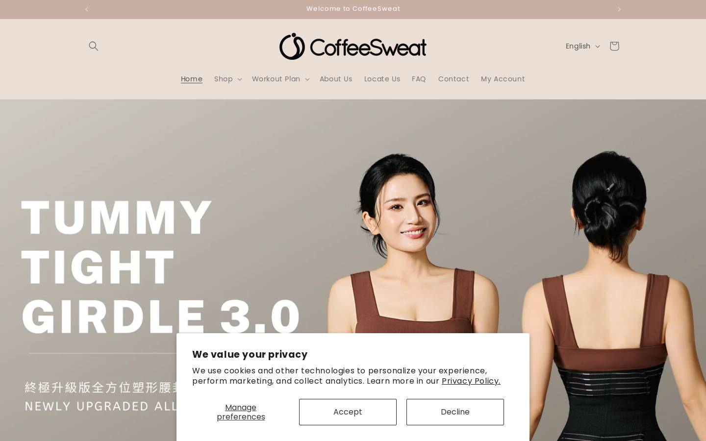 coffeesweat.com homepage screenshot