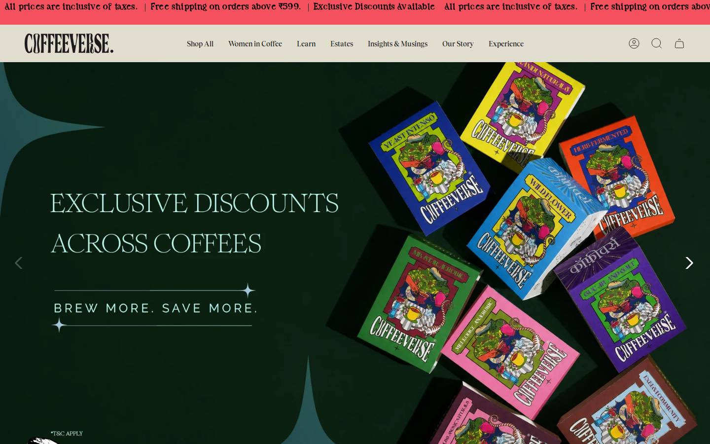 coffeeverse.in homepage screenshot