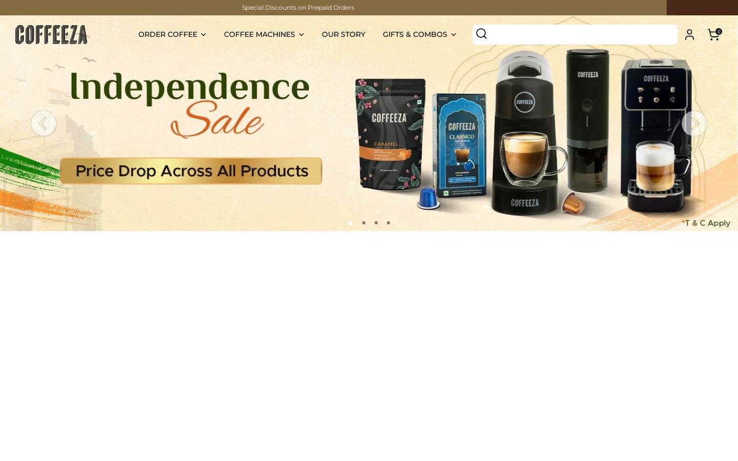 coffeeza.in homepage screenshot