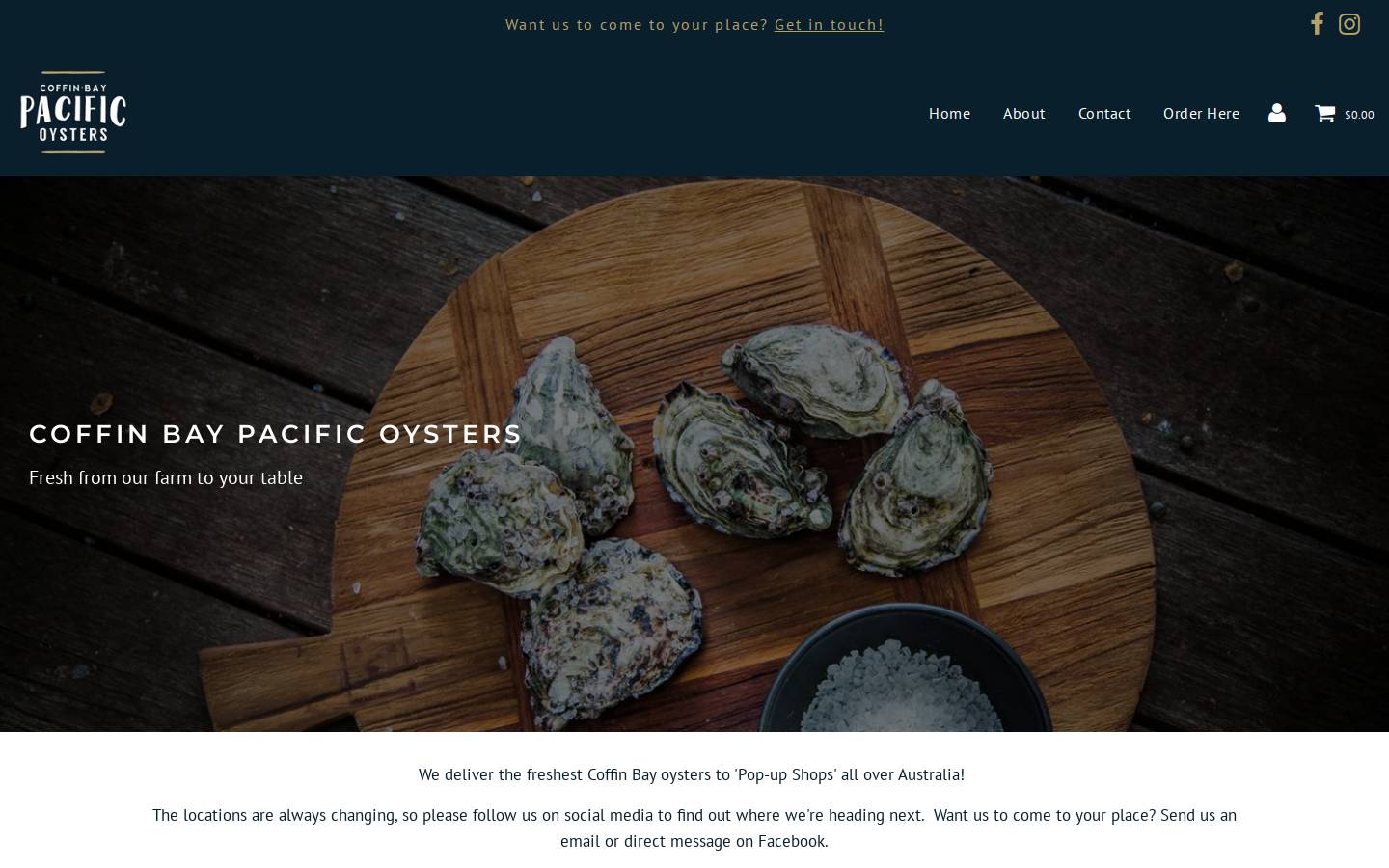 coffinbaypacificoysters.com.au homepage screenshot
