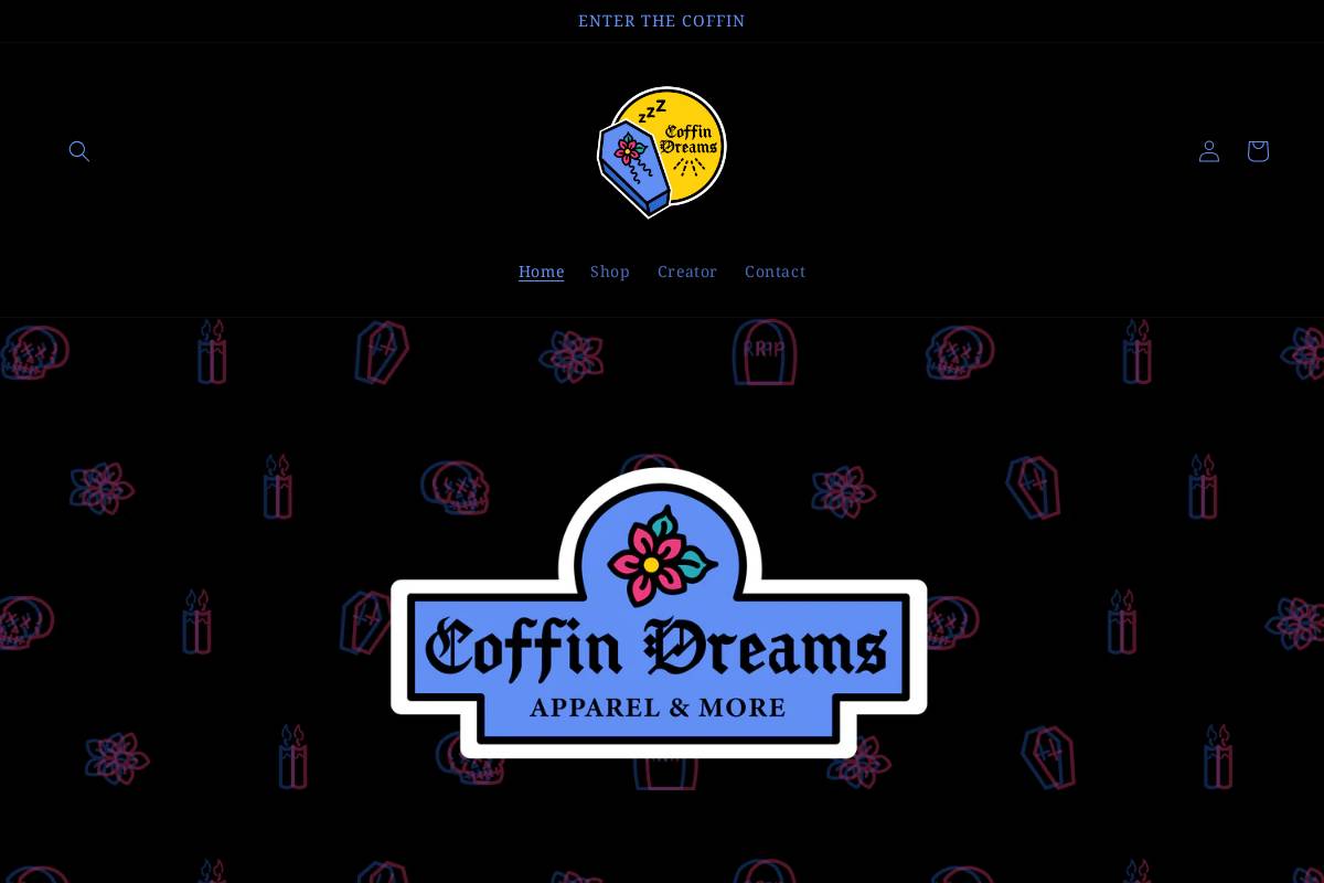 coffindreams.com homepage screenshot