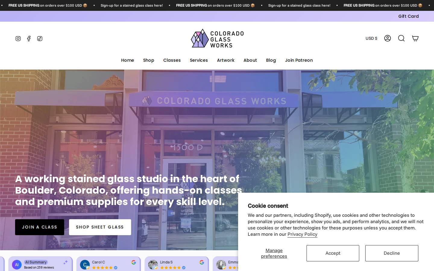 coglassworks.com homepage screenshot