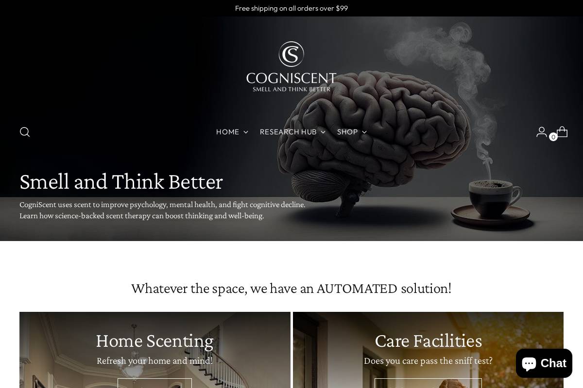 cognitivescenting.com homepage screenshot