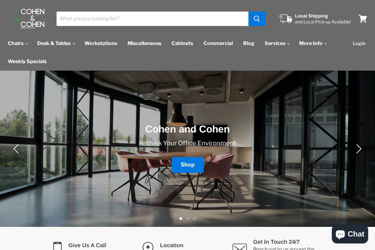 cohenandcohenfurniture.com homepage screenshot