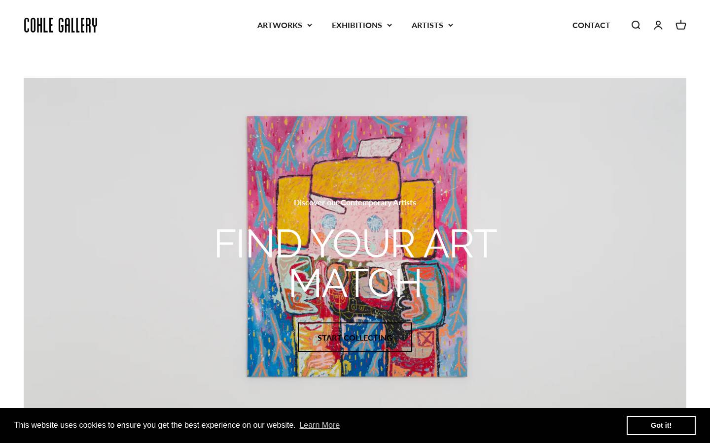 cohlegallery.com homepage screenshot