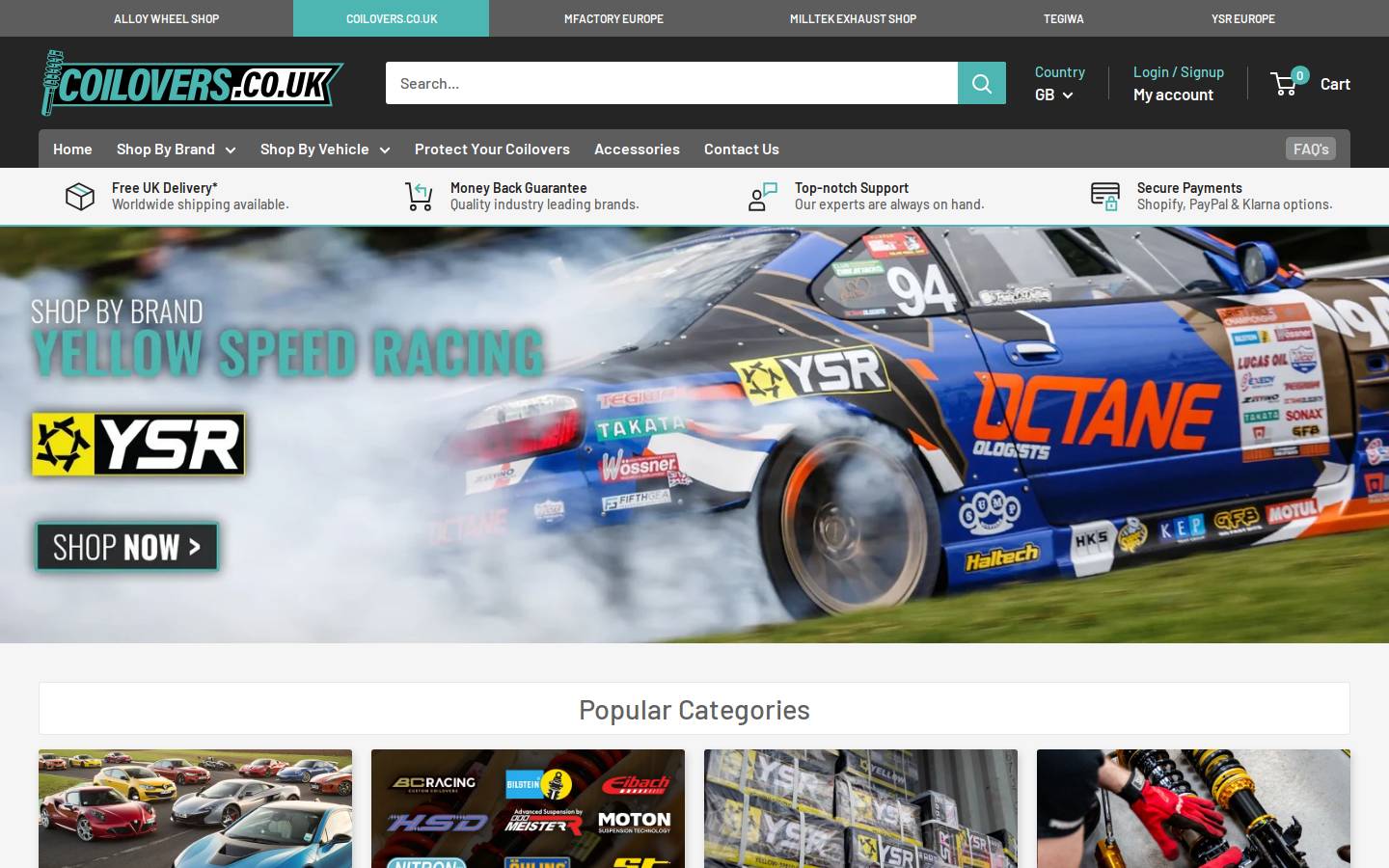 Coilovers homepage screenshot