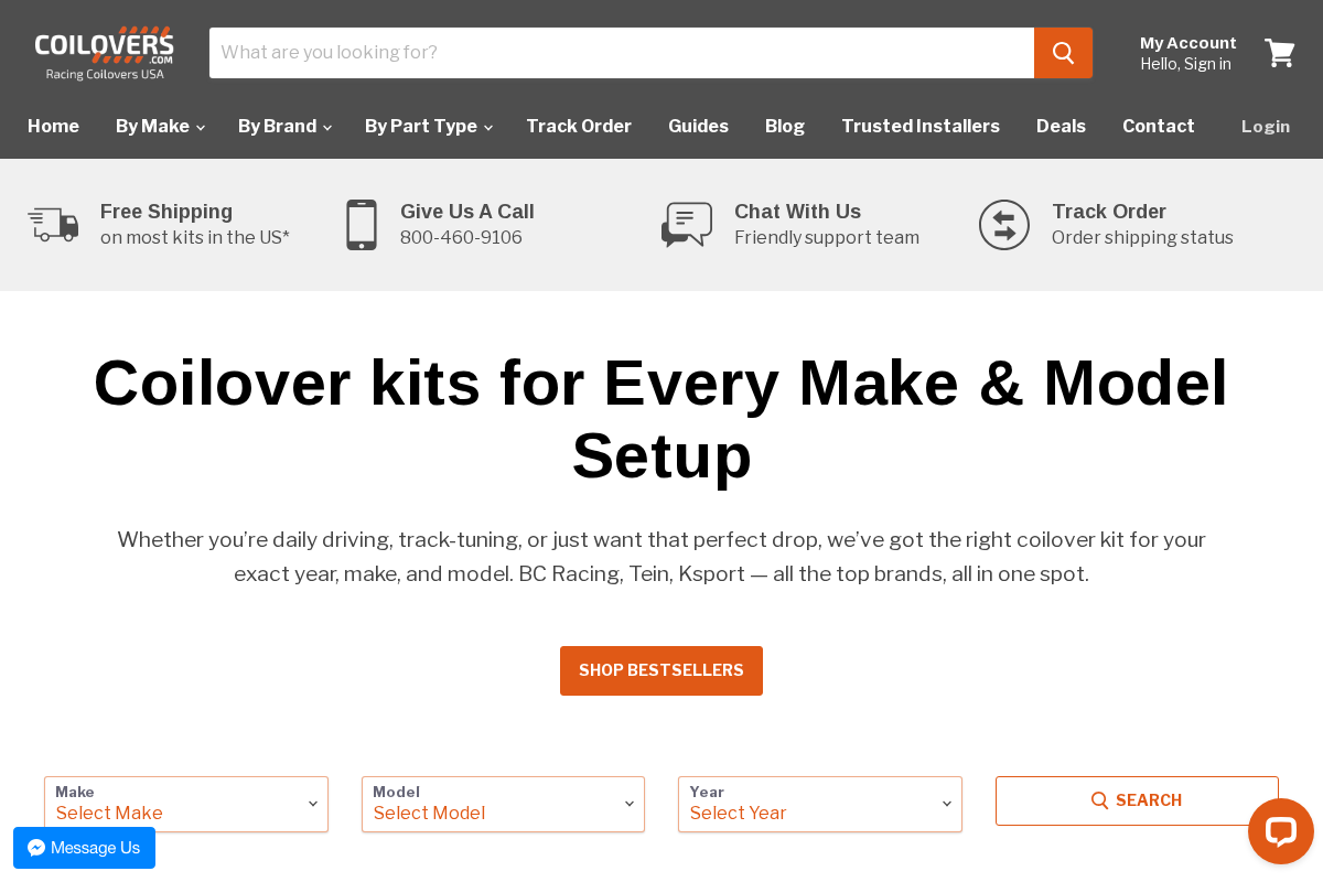 Coilovers.com homepage screenshot