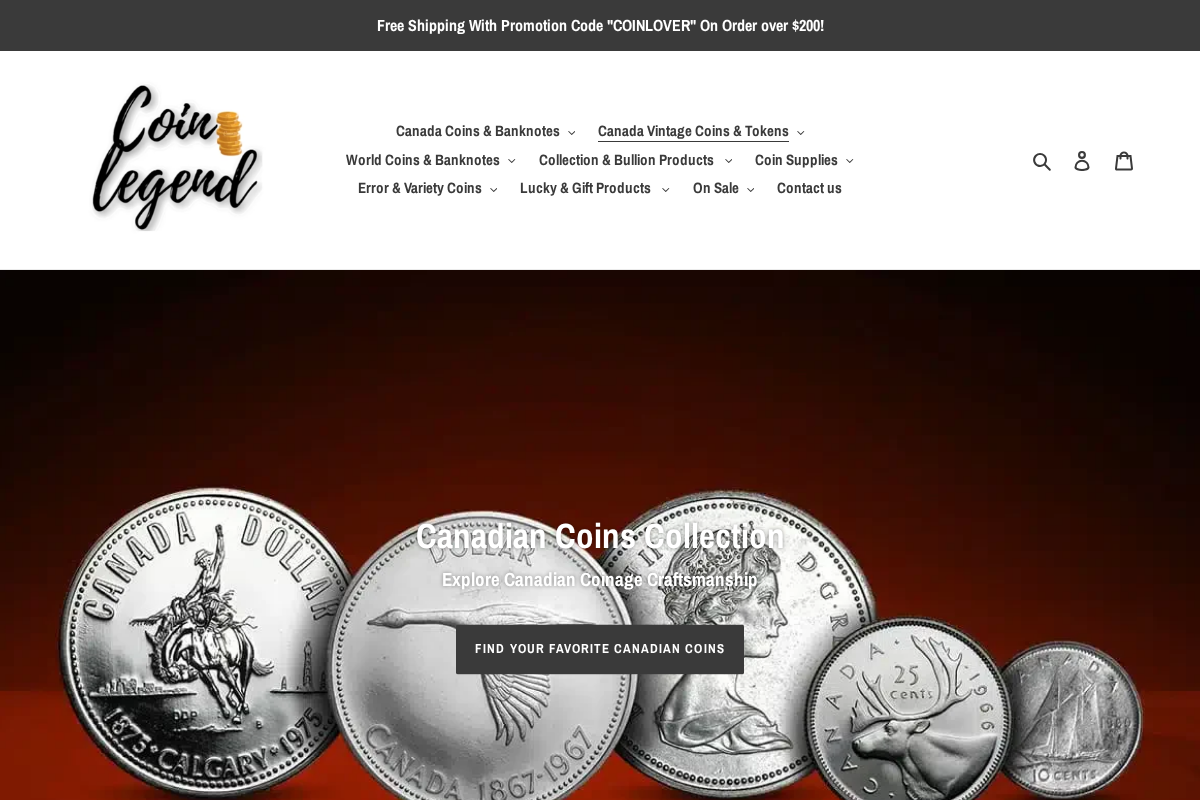 coinlegend.ca homepage screenshot