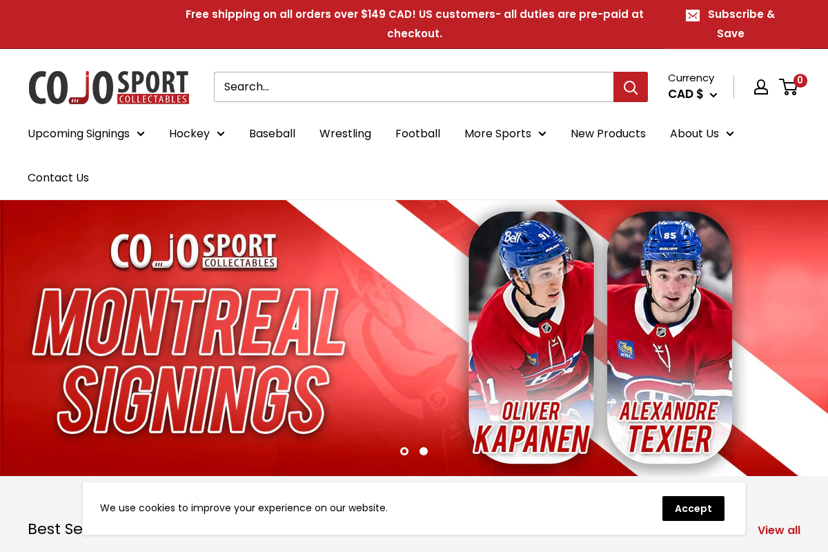 CoJo Sport Collectables Inc. homepage screenshot