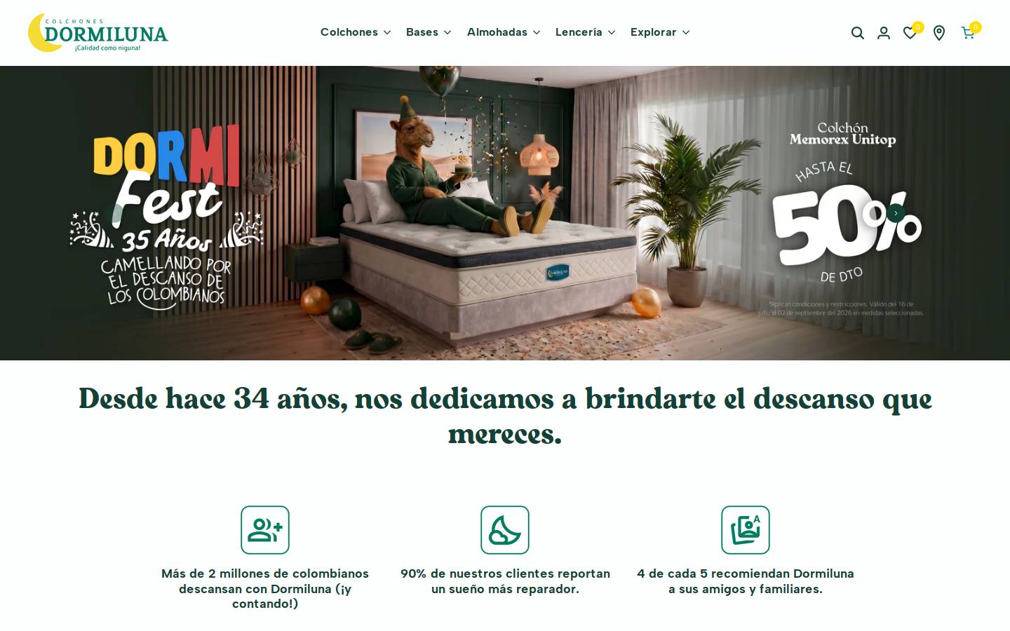 colchonesdormiluna.com homepage screenshot