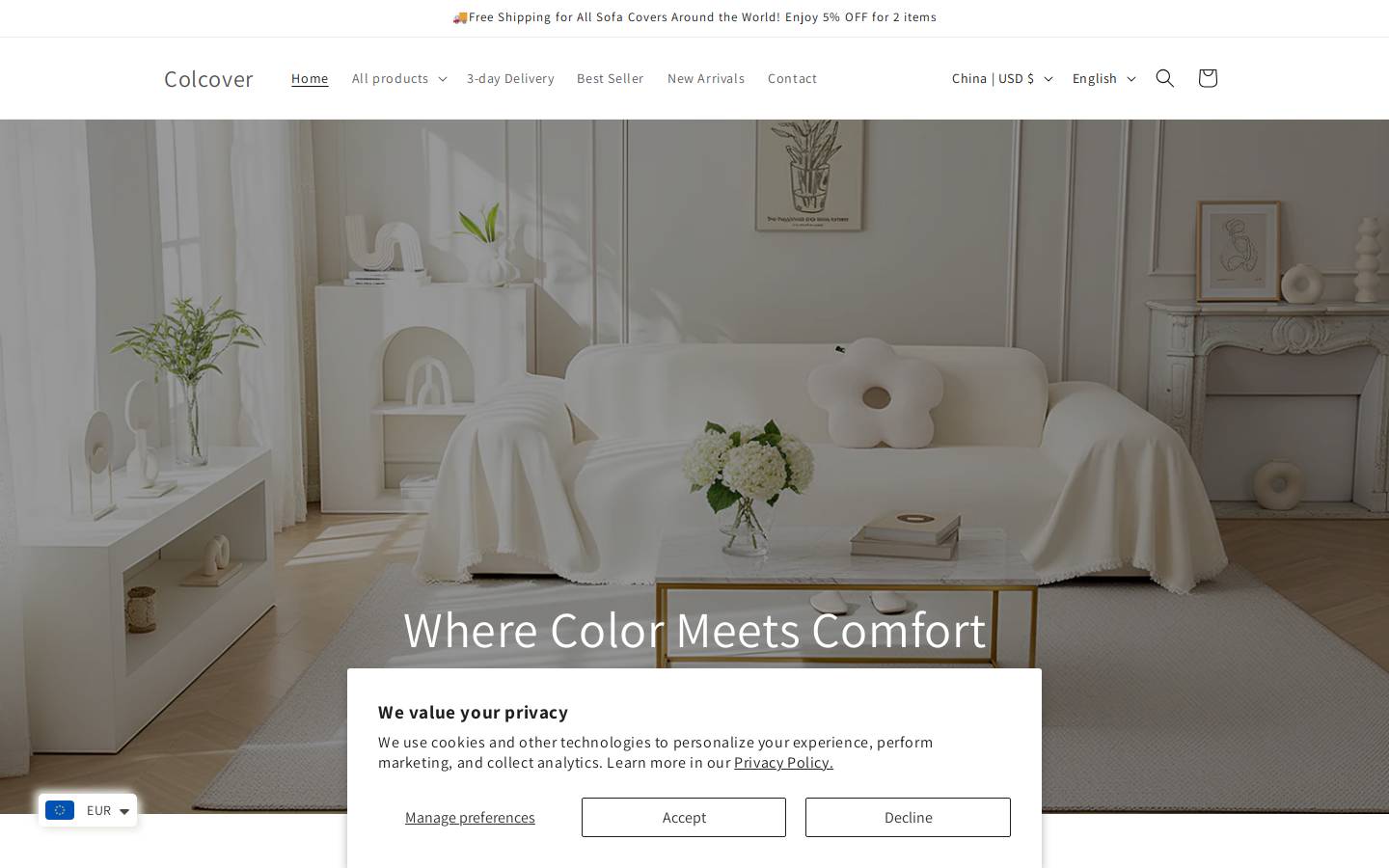 colcover.com homepage screenshot