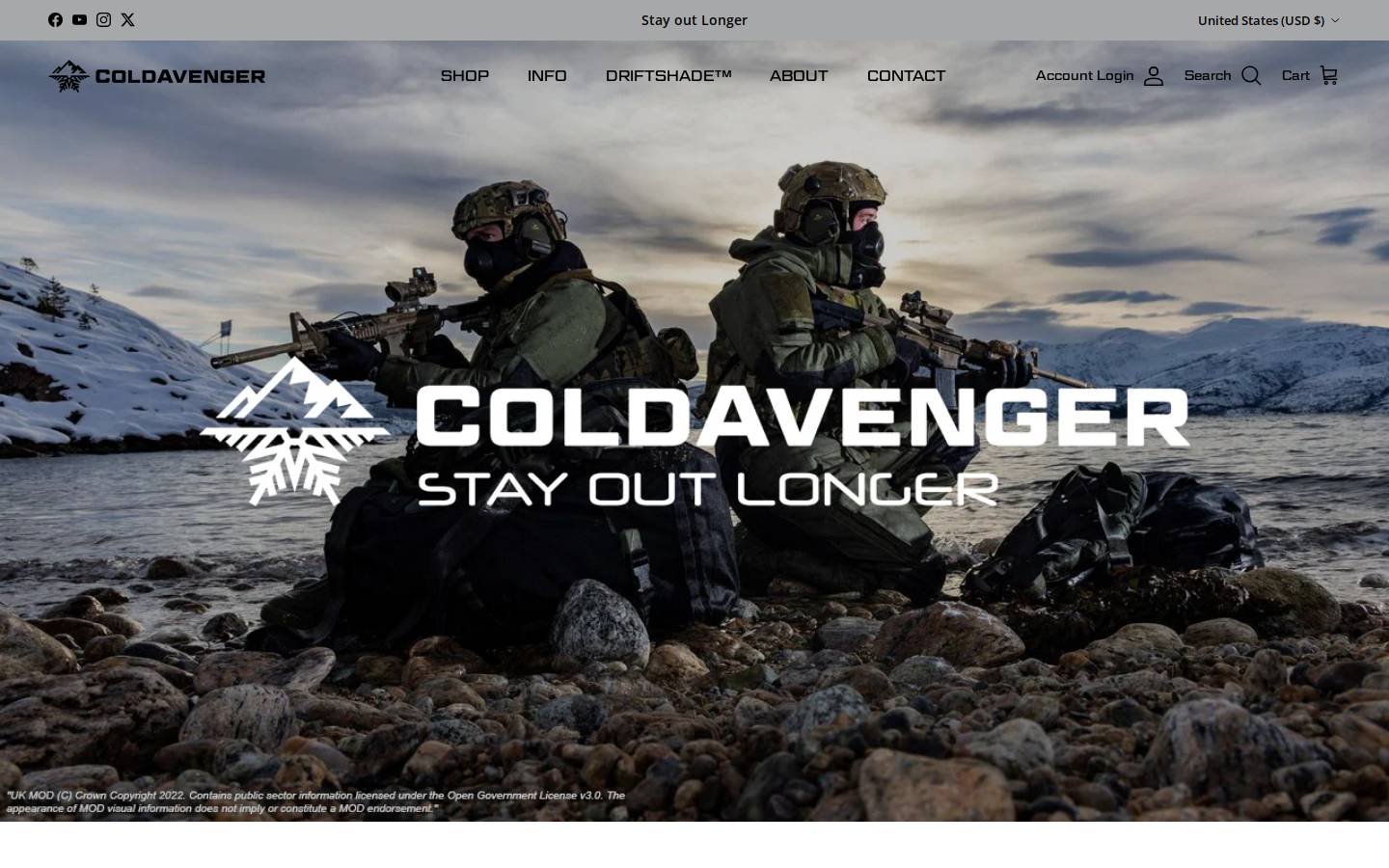 ColdAvenger Face Masks homepage screenshot