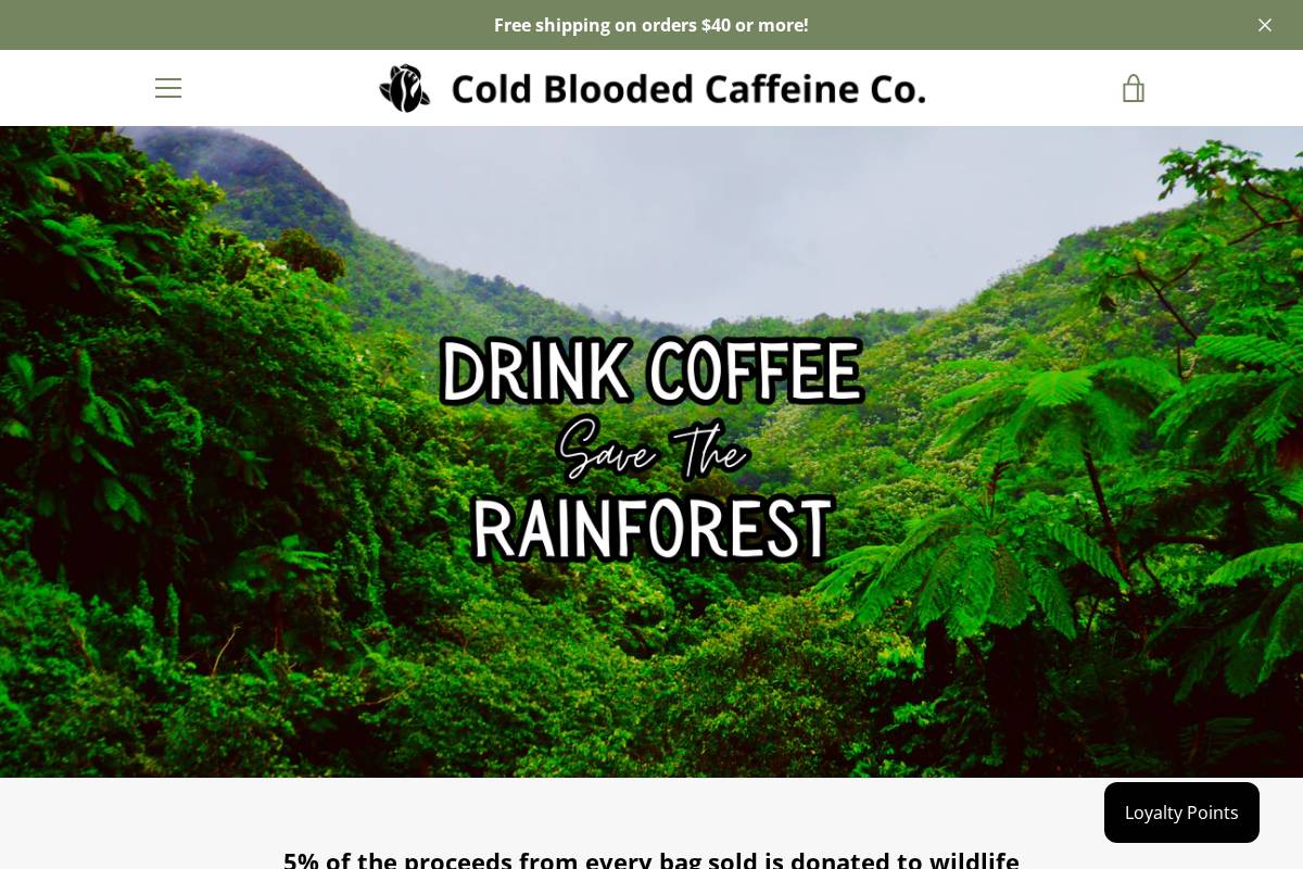 coldbloodedcaffeine.com homepage screenshot