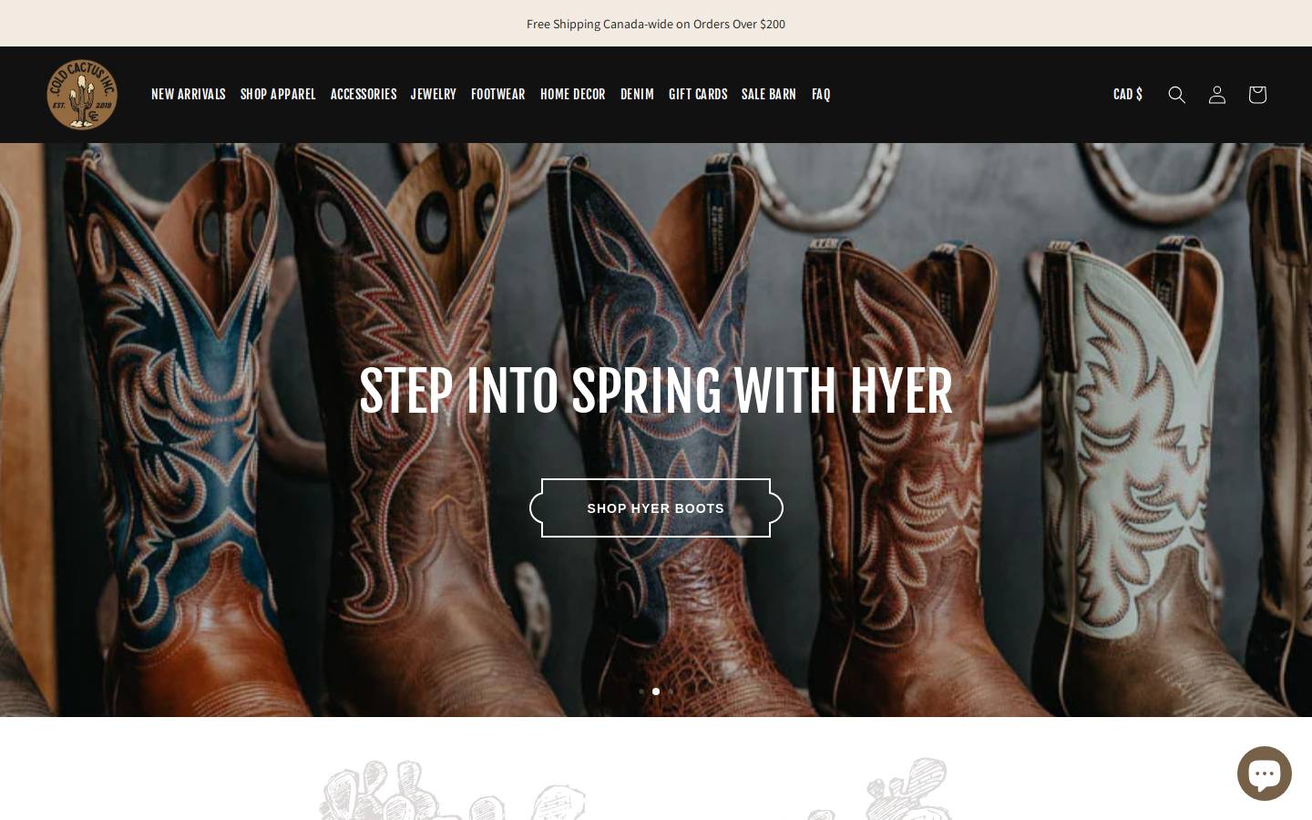 coldcactusboutique.ca homepage screenshot