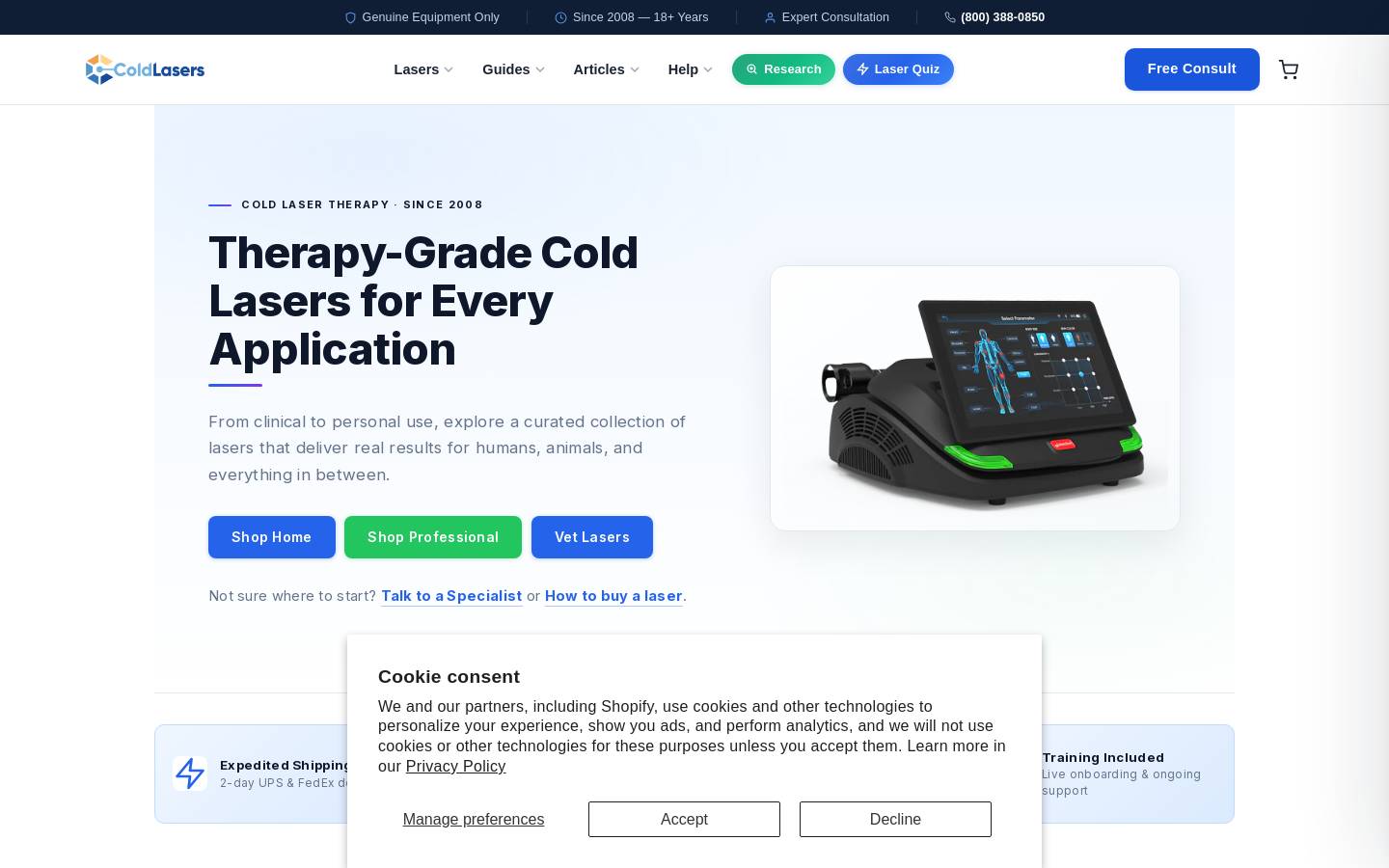 coldlasers.org homepage screenshot