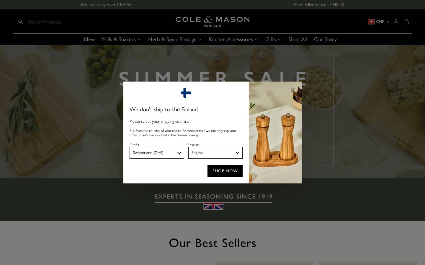 Cole & Mason UK homepage screenshot