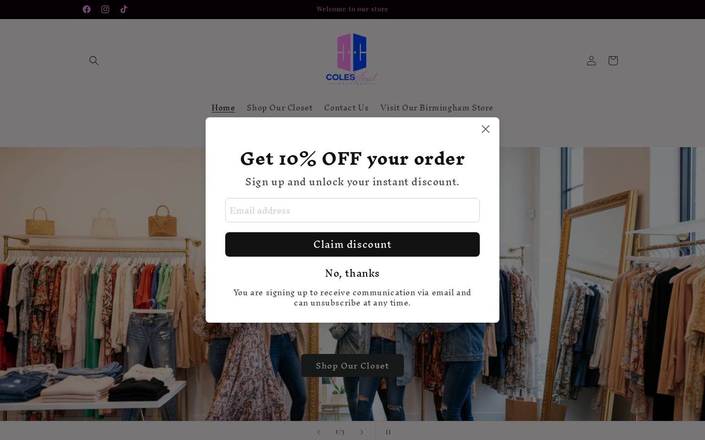 colecloset.com homepage screenshot
