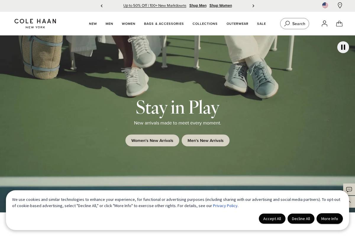 Cole Haan homepage screenshot