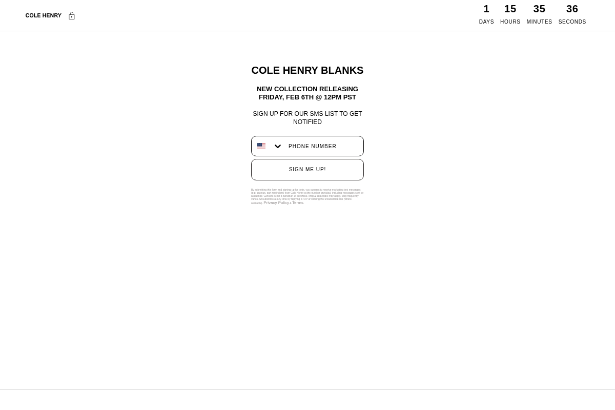 colehenryshop.com homepage screenshot