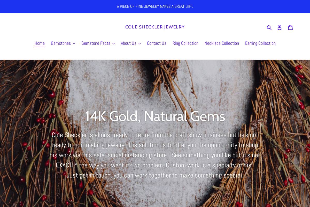 coleshecklerjewelry.com homepage screenshot