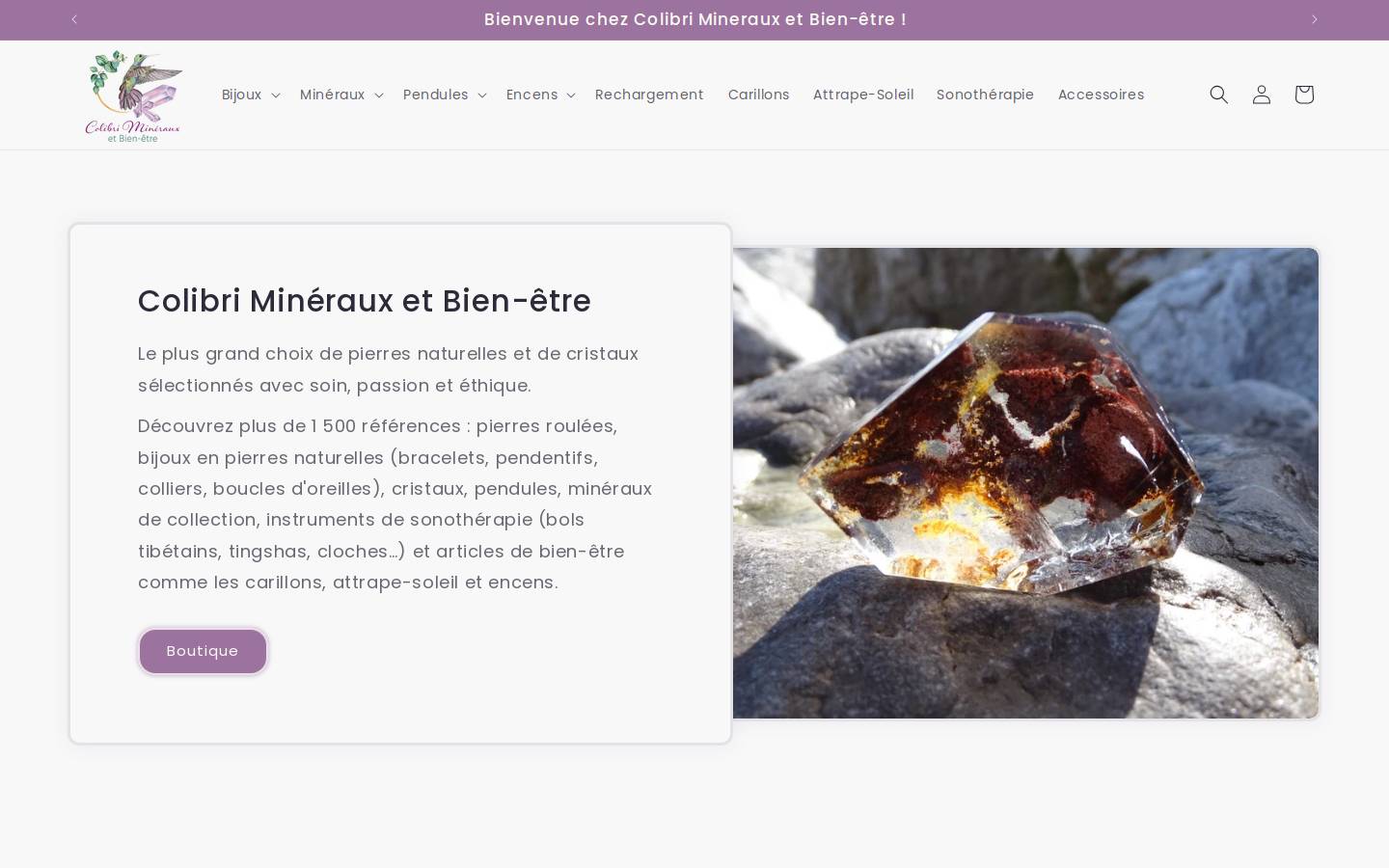 colibrimineraux.fr homepage screenshot