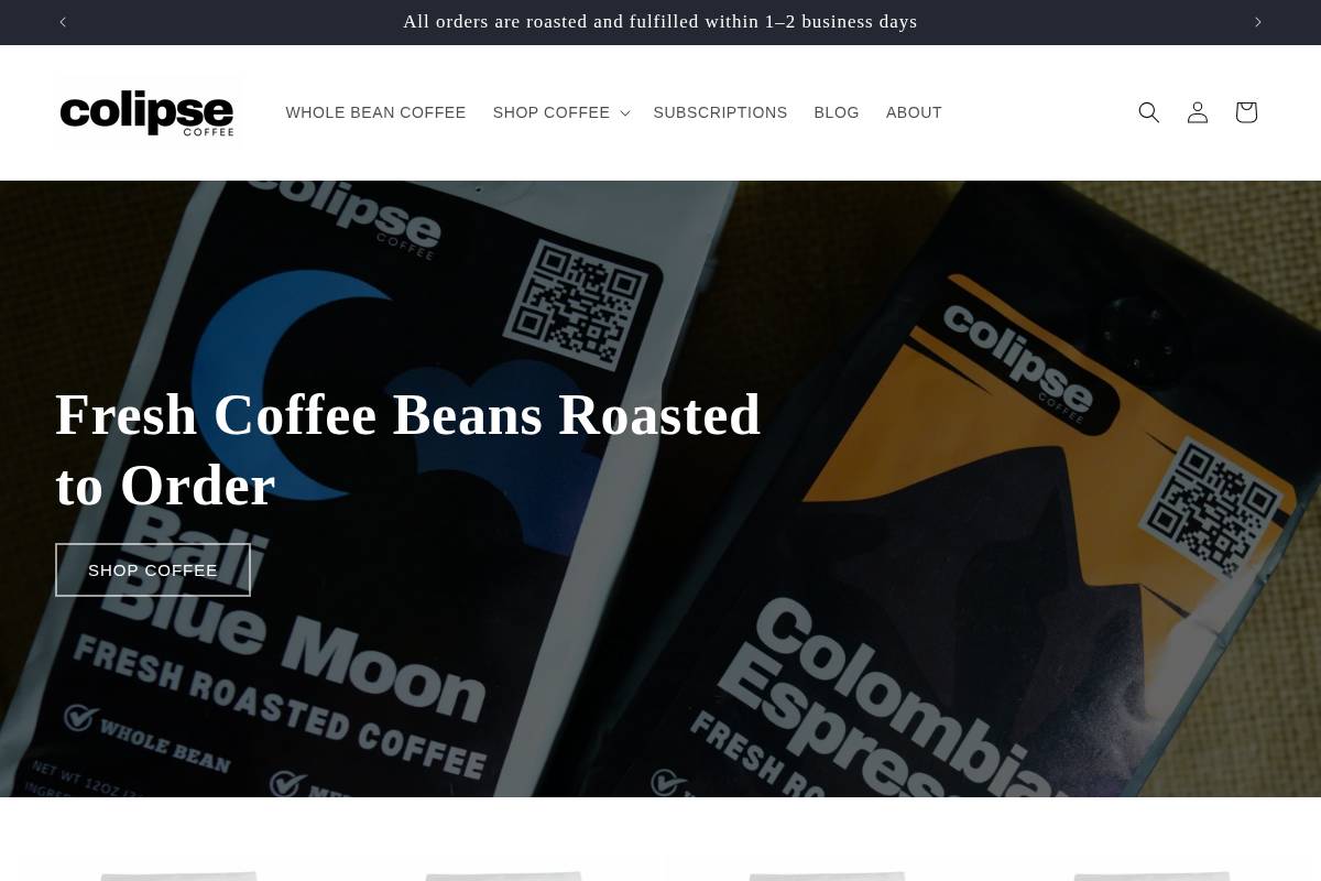 Colipse homepage screenshot
