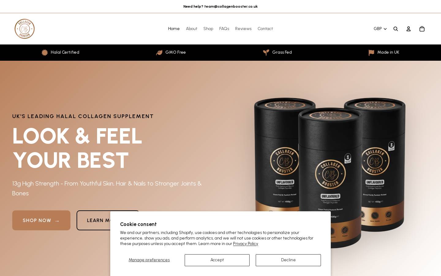 Collagen Booster Limited homepage screenshot