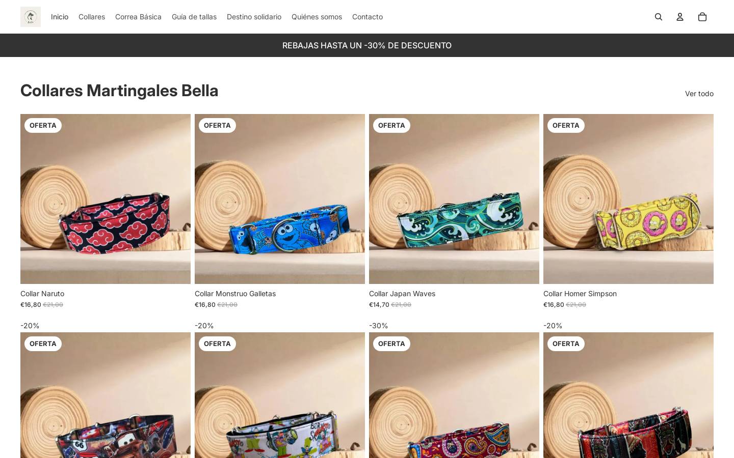 collaresmartingalesbella.es homepage screenshot