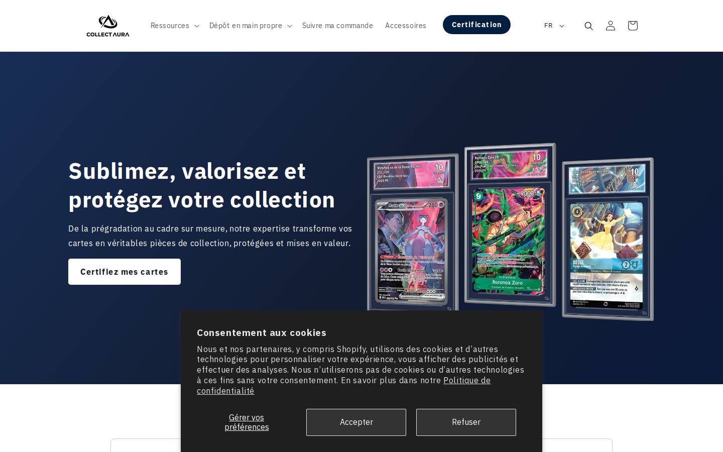 Collectaura homepage screenshot