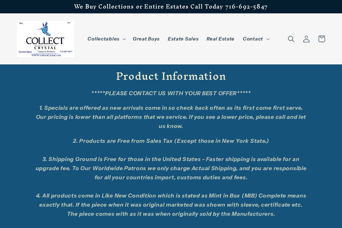 collectcrystal.com homepage screenshot