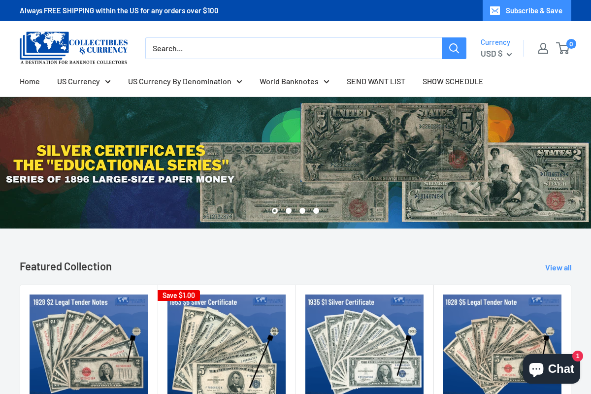Collectibles & Currency homepage screenshot