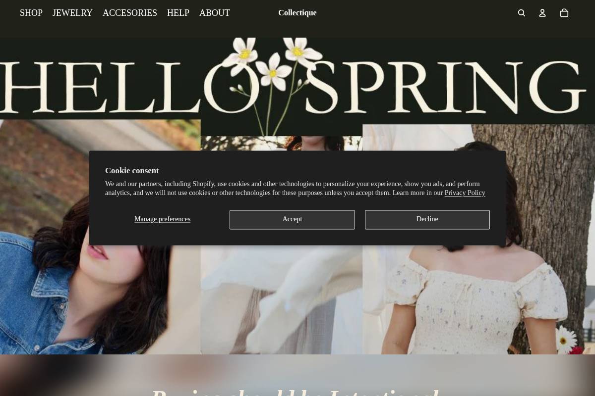 collectiqueshop.com homepage screenshot