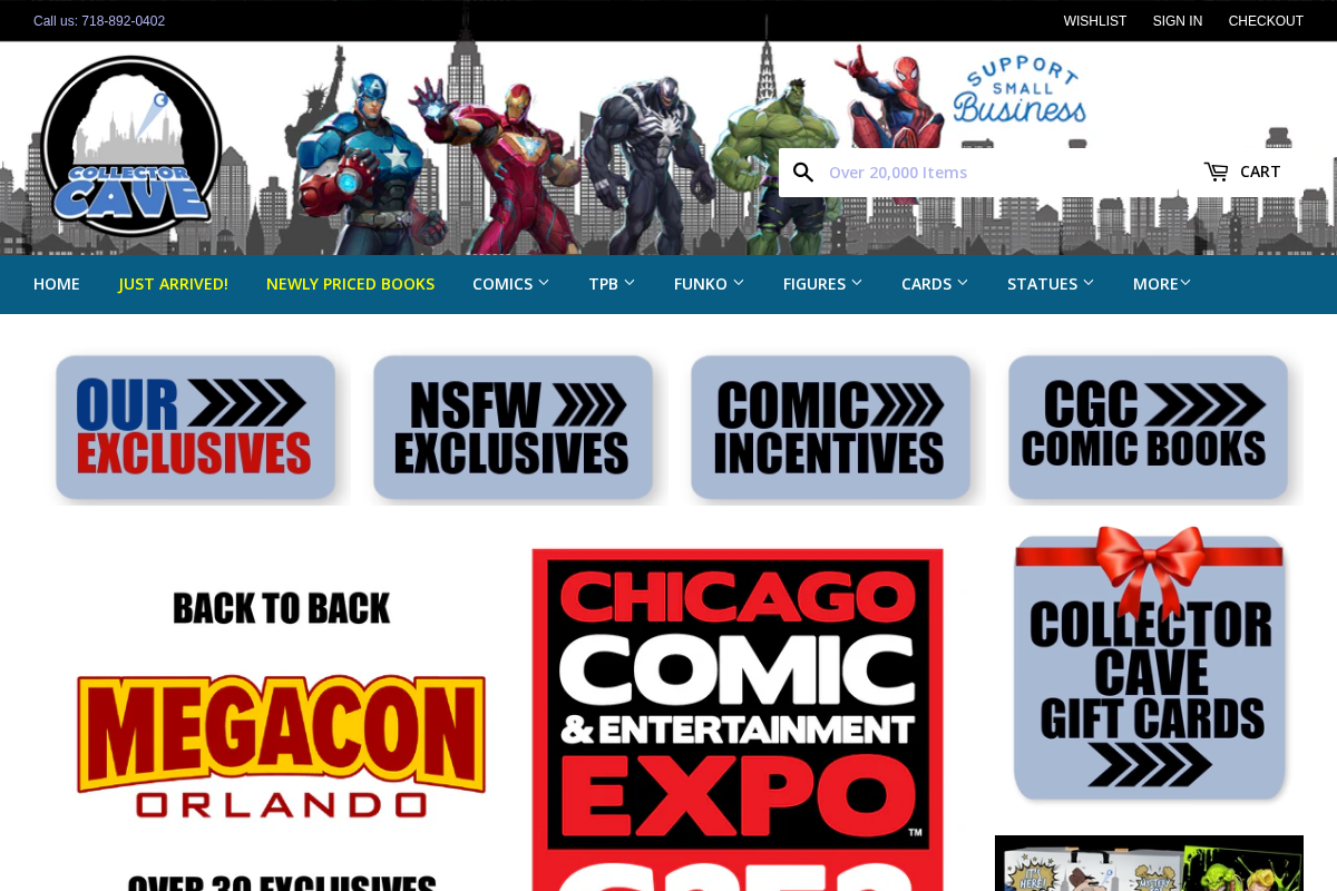 Collector Cave homepage screenshot