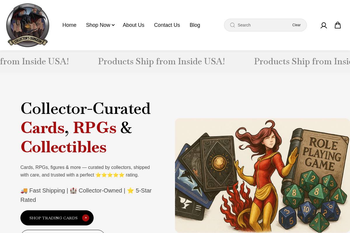 The Collector's Dungeon homepage screenshot