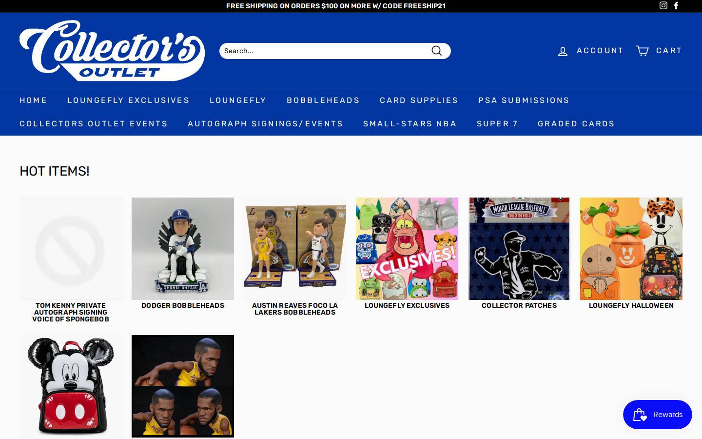 collectorsoutlet.com homepage screenshot
