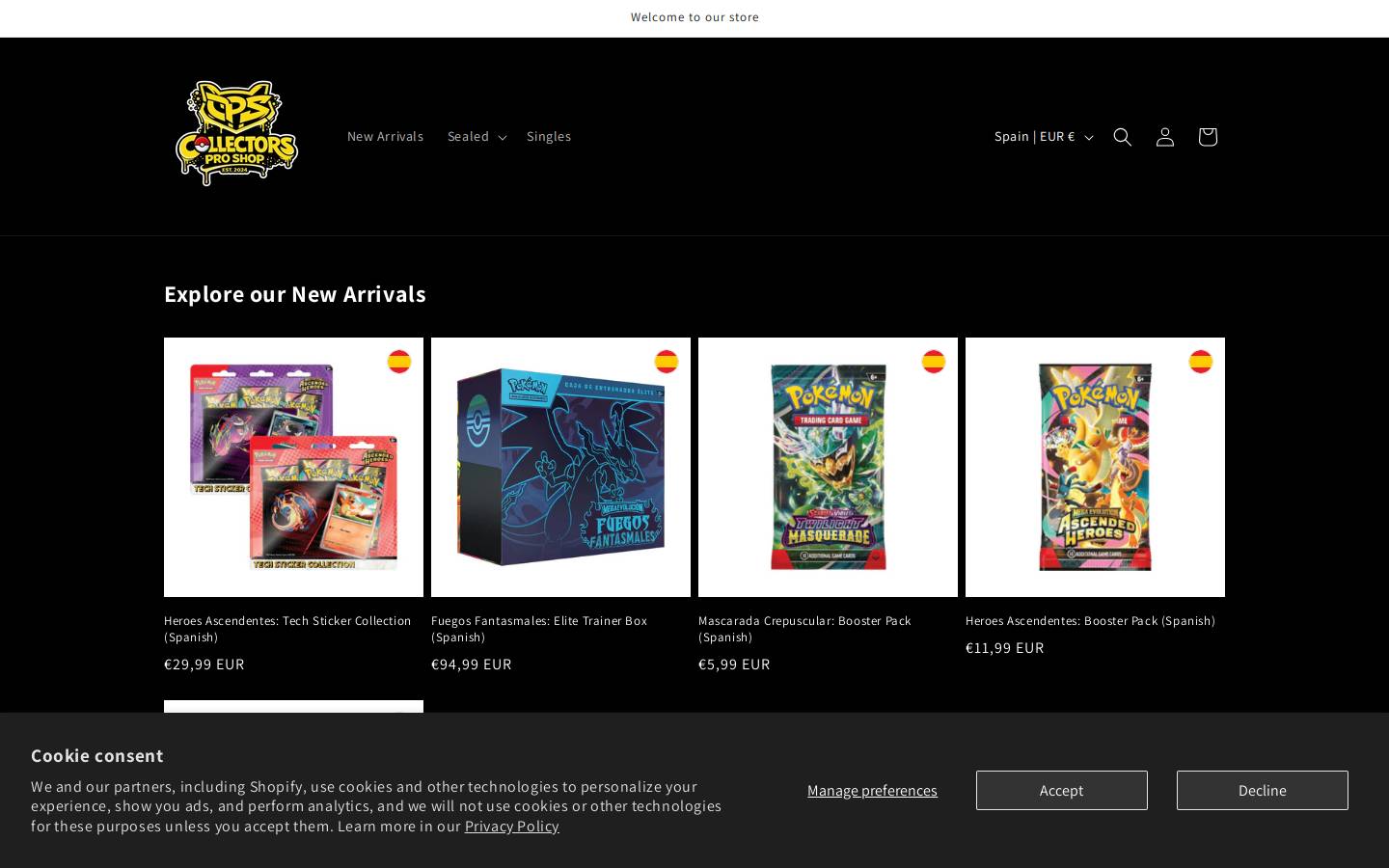 collectorsproshop.com homepage screenshot