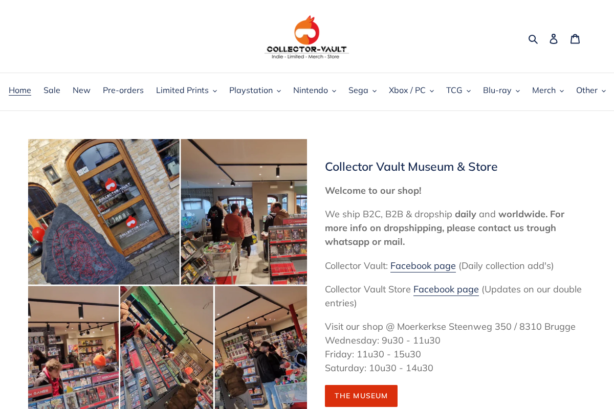 Collector Vault Store homepage screenshot