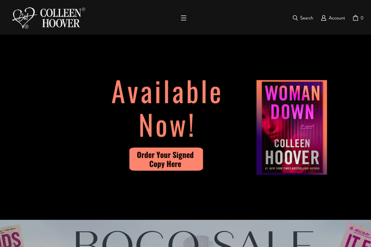 Colleenhoover.com homepage screenshot