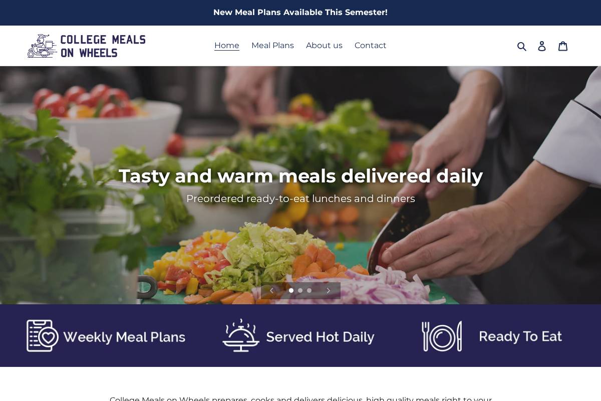 collegemealsonwheels.com homepage screenshot
