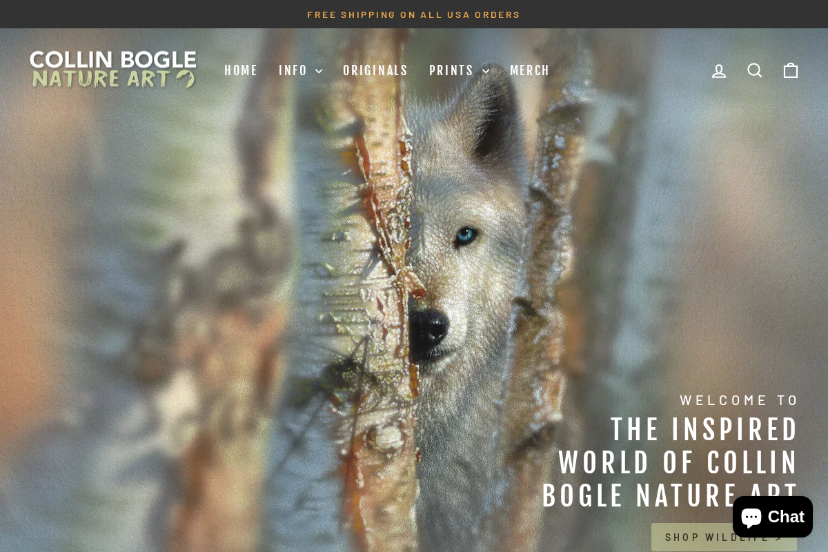 Collin Bogle Nature Art homepage screenshot