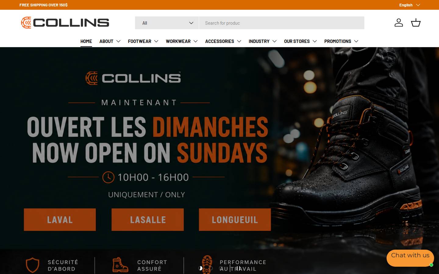 collins.ca homepage screenshot