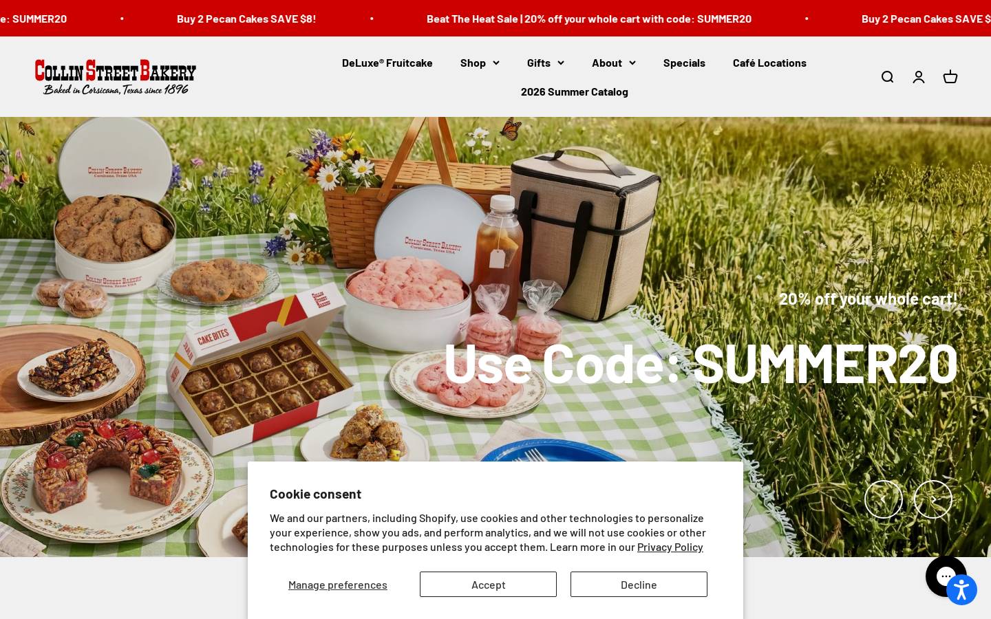 Collin Street Bakery homepage screenshot