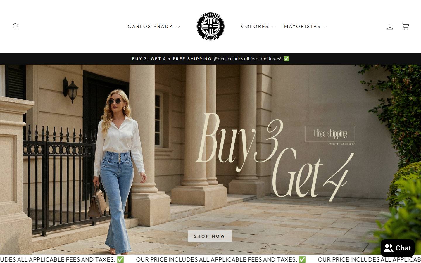 colombianadejeans.com homepage screenshot
