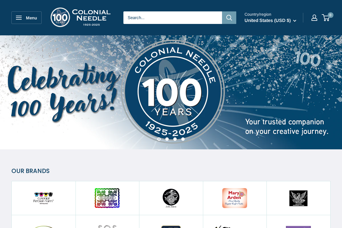 Colonial Needle Company homepage screenshot