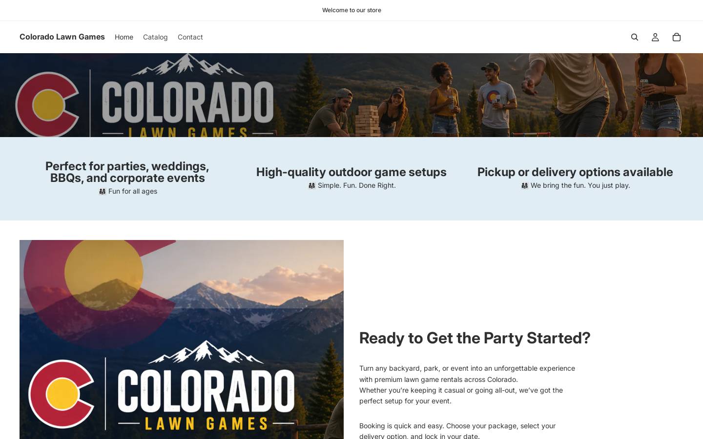 coloradolawngames.com homepage screenshot