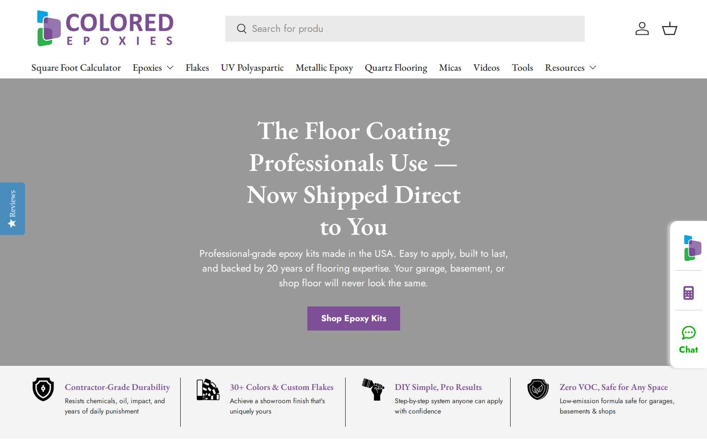 coloredepoxies.com homepage screenshot